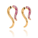 Swoop Pavé Earrings 18k & Pink Sapphires