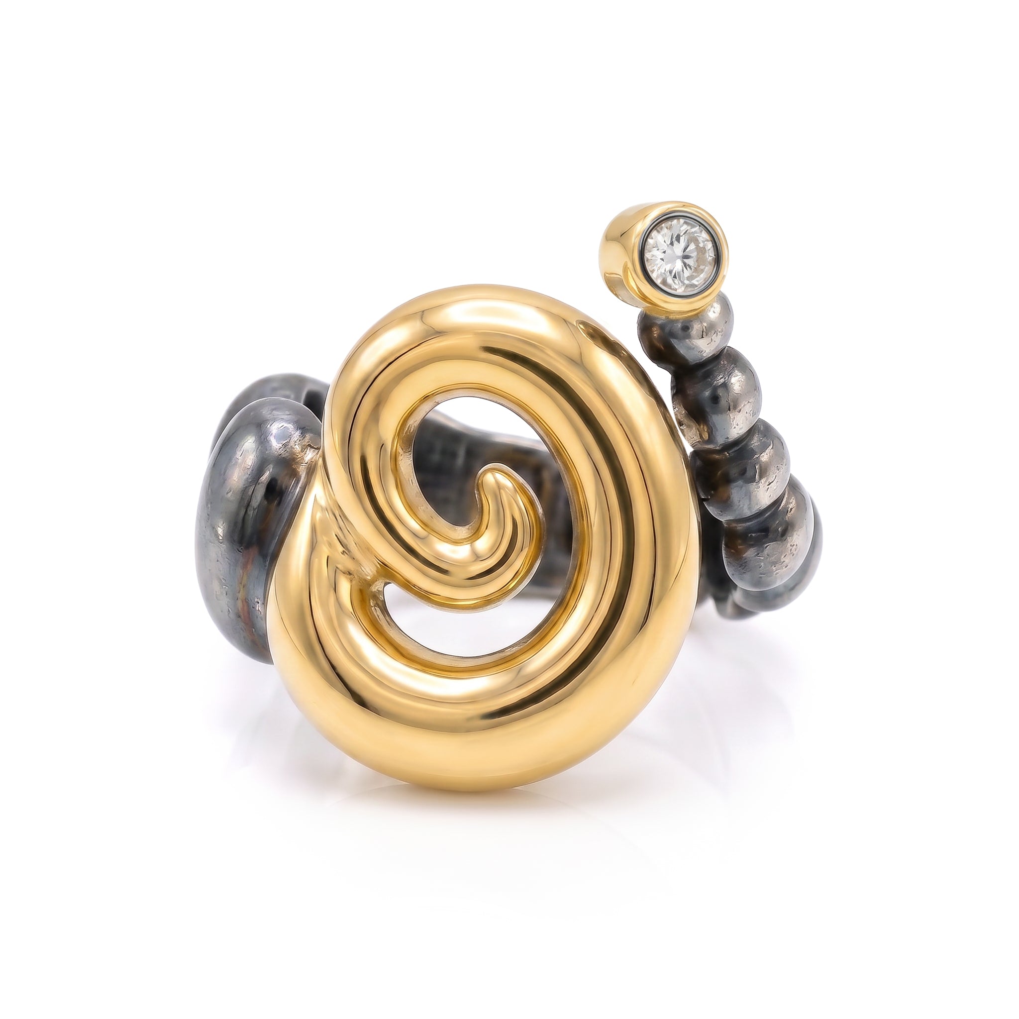 Spiral Ring with Diamond