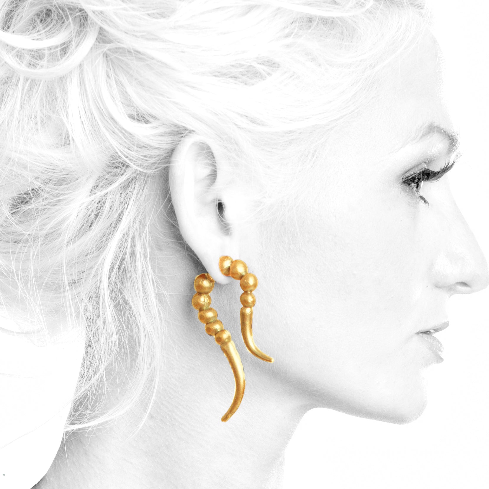 Beaded Swoop Earring on model